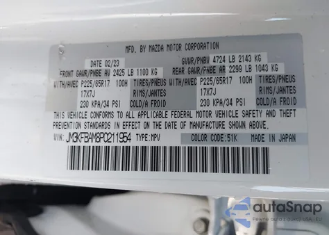 2023 Mazda Cx-5 from USA, damaged, VIN JM3KFBAM8P0211954